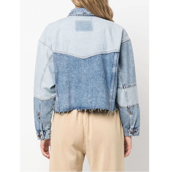 Ksubi Destiny Patchwork Lifetime Blue Cropped Denim Jacket - Picture 7 of 16